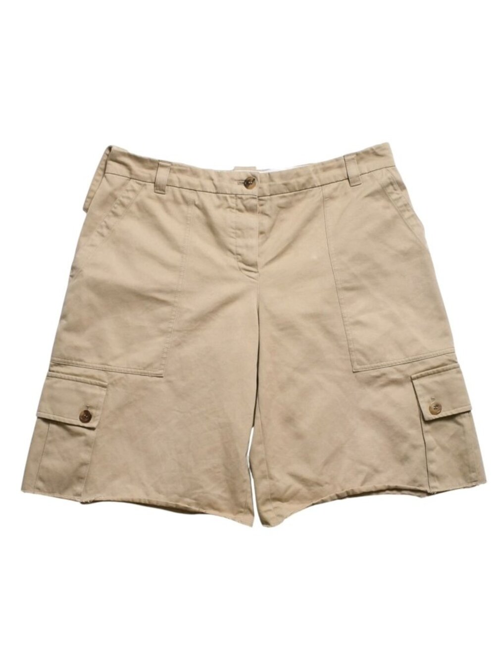 Miu Miu Shorts Cutoff Logo Patch Cotton Beige